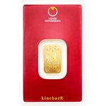 Front of the Gold bar 5 g - Austrian Mint in the blister card