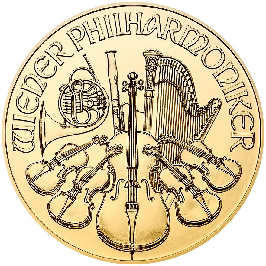 Front of the Gold Philharmonic 1/25 oz