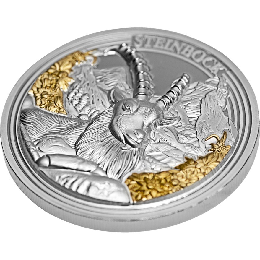 View 3: Silber Swiss Wildlife - Steinbock 3 oz PP - Ultra High Relief 2024