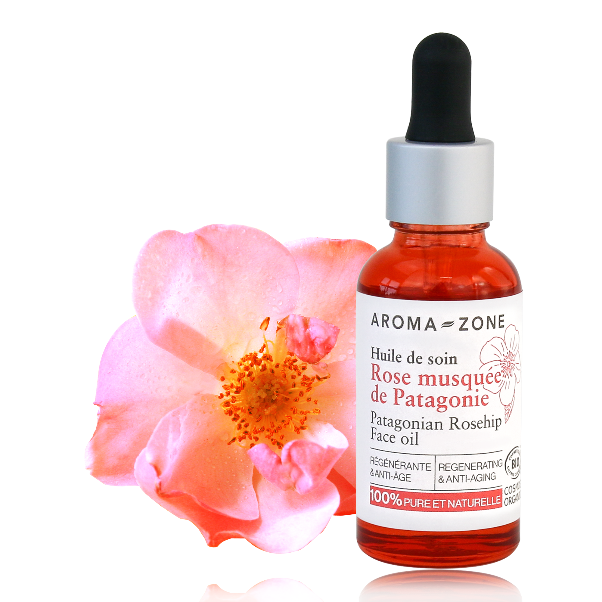 Huile De Soin Visage Rose Musquée De Patagonie BIO - Aroma-Zone - 30 Ml - Hydratante Et Anti-Imperfections