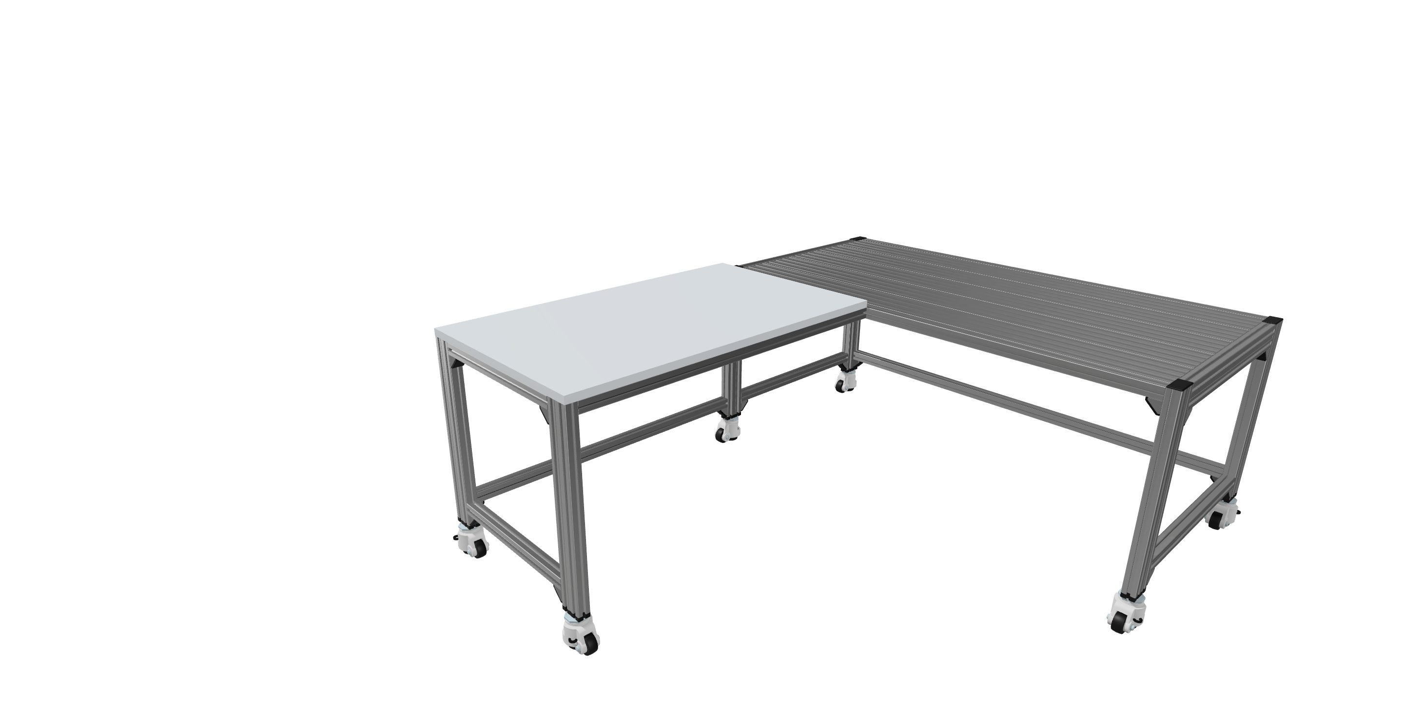 Cobot table with castors | L-shaped