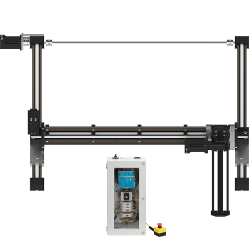 Portique 3D : moteurs pas à pas à codeur, système de pilotage, périmètre de travail de 800x800x500 mm