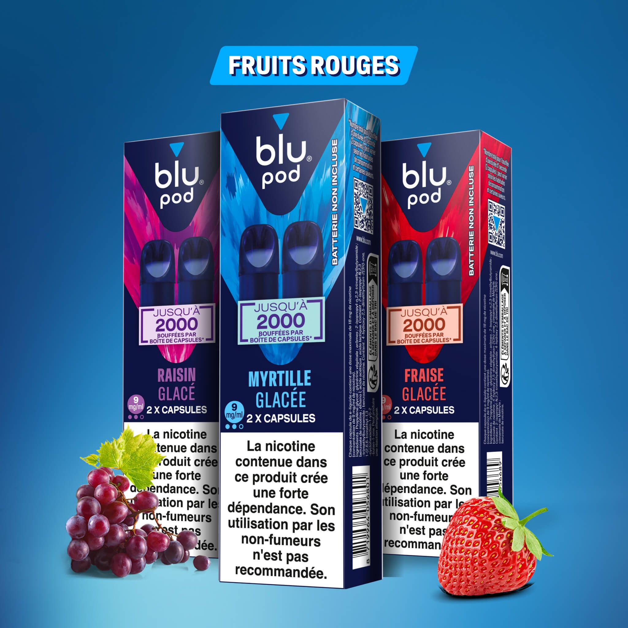 vuse go usa Pack Fruits Rouges 9 mg BLU BAR KIT