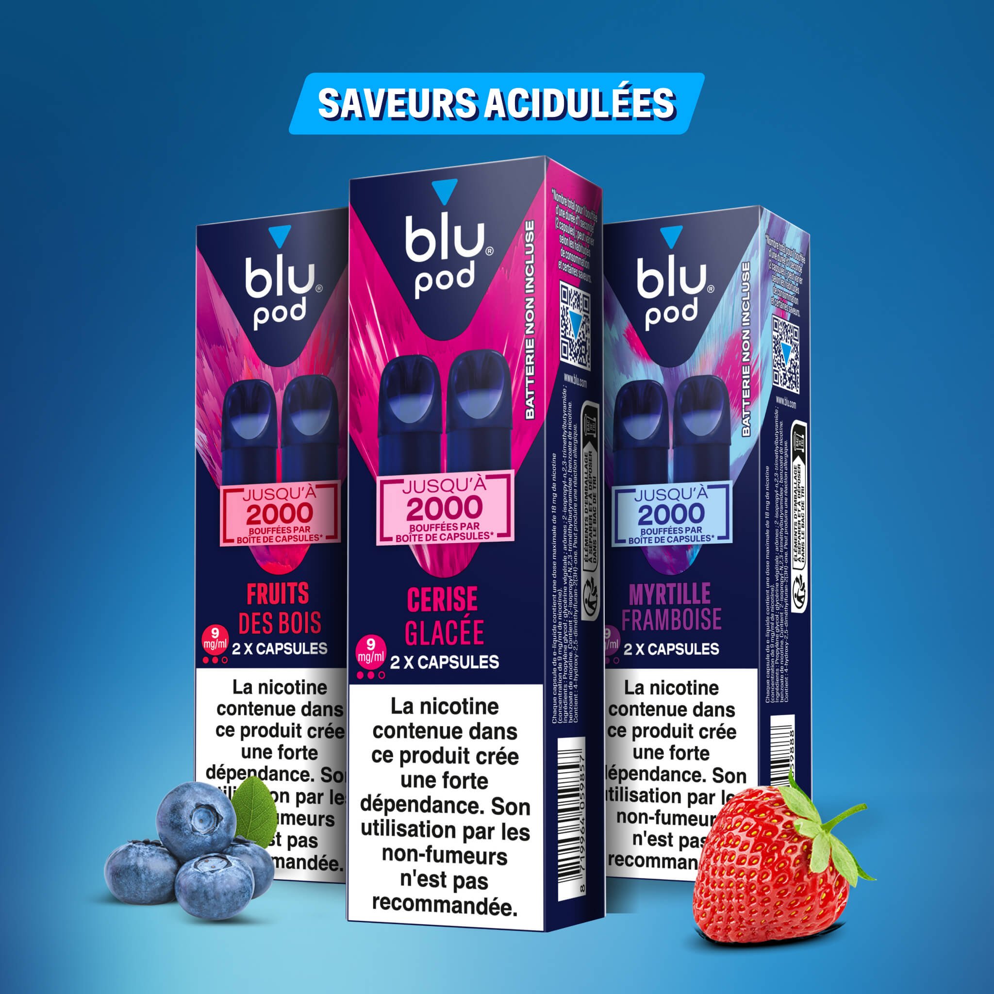elfbar nachfüll pod läuft aus Pack Saveurs Acidulées 9 mg BLU BAR KIT