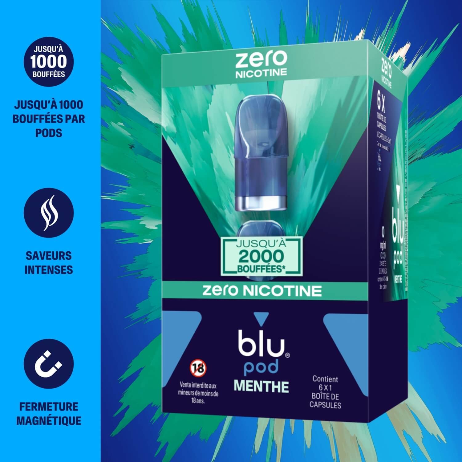 Capsules de e-liquide sans nicotine Blu Pod 0 mg | Blu